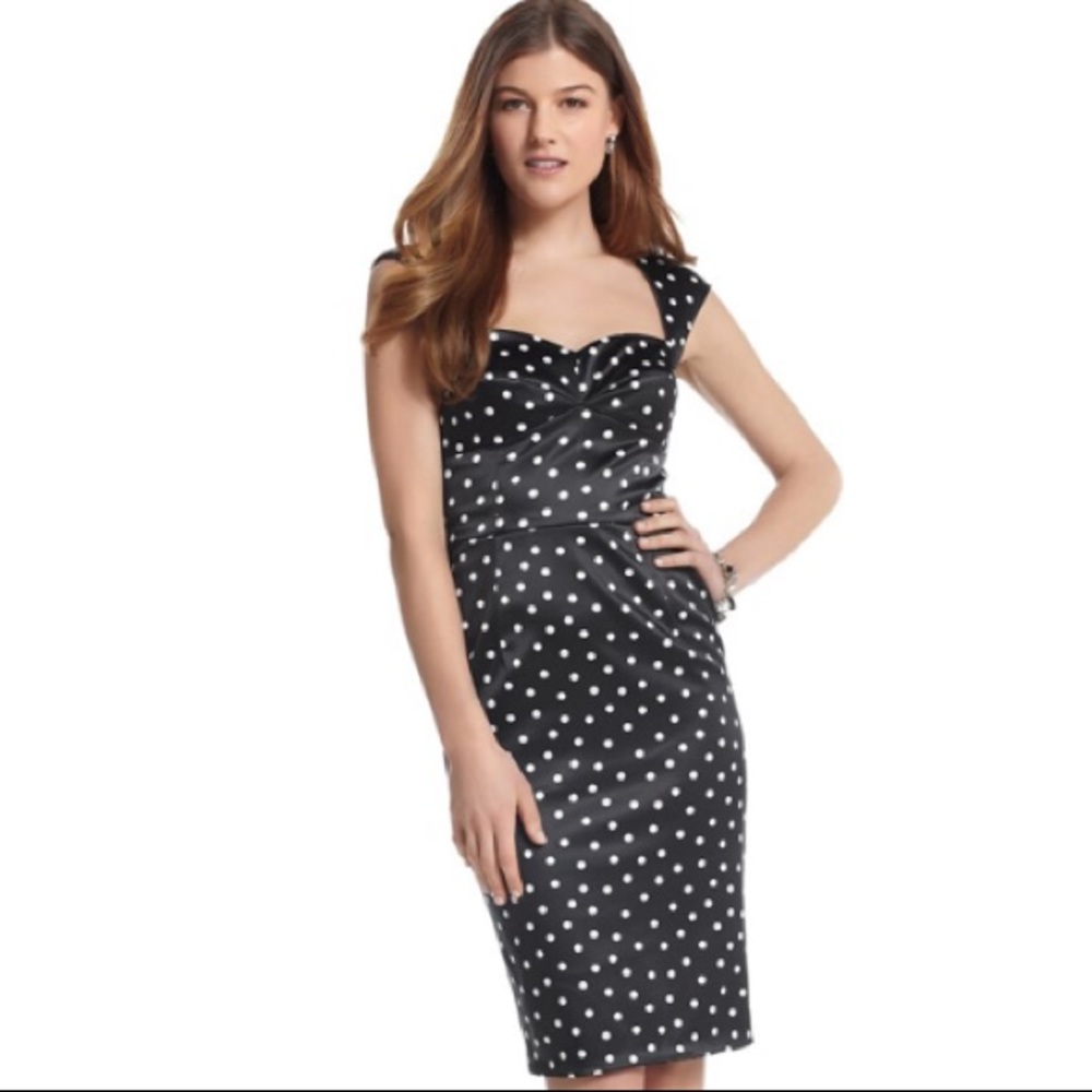 W.H.B.M  SATIN POLKA DOT SHEATH DRESS